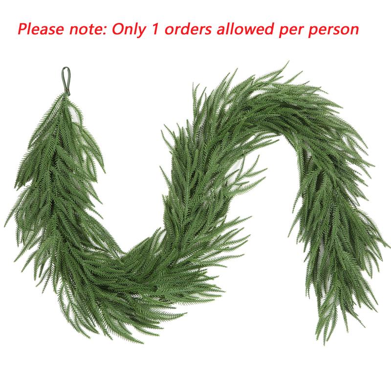 【Black Friday】6/9/12 ft Christmas Garland, Real Touch Norfolk Pine Garland - Pine Garland
