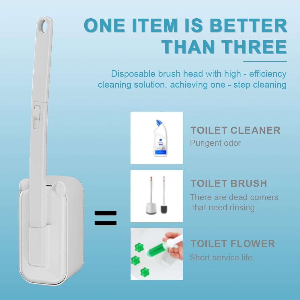 Easy Clean & Convenient Disposable Toilet Brush Set with 30 Brushs Heads