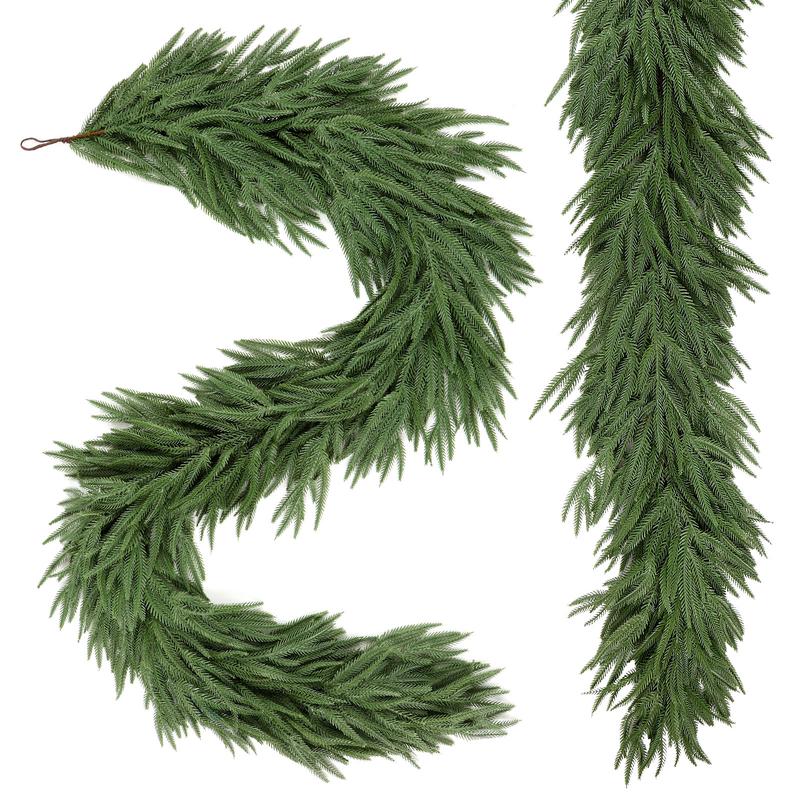【Black Friday】6/9/12 ft Christmas Garland, Real Touch Norfolk Pine Garland - Pine Garland