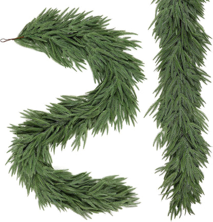 【Black Friday】6/9/12 ft Christmas Garland, Real Touch Norfolk Pine Garland - Pine Garland