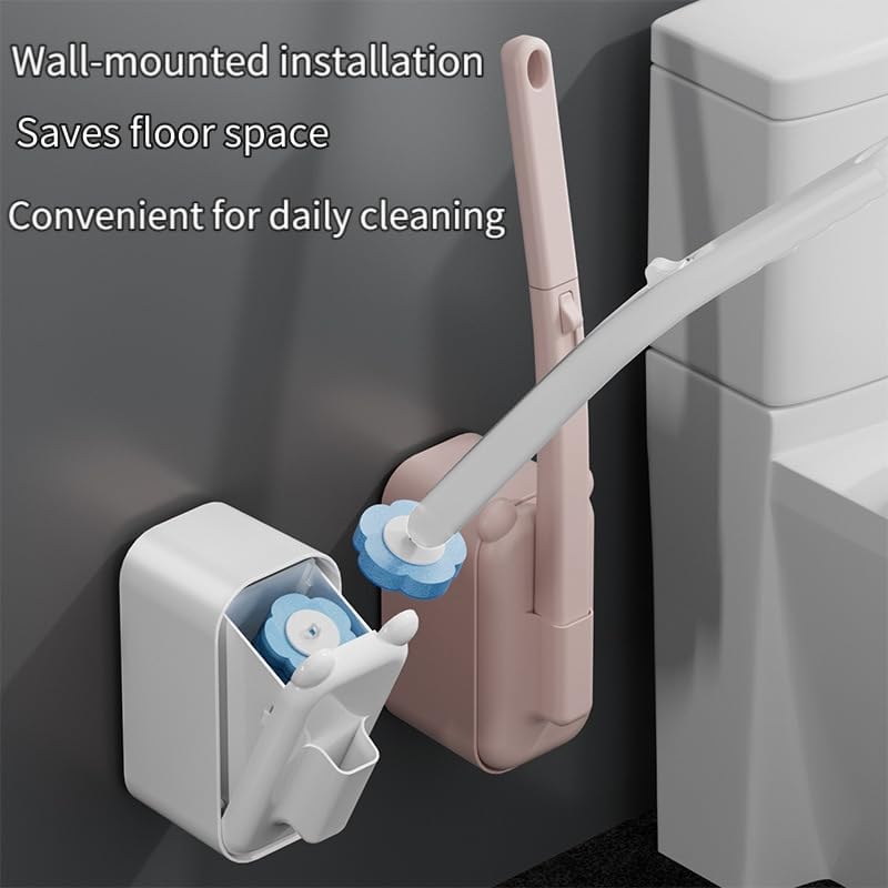 Easy Clean & Convenient Disposable Toilet Brush Set with 30 Brushs Heads