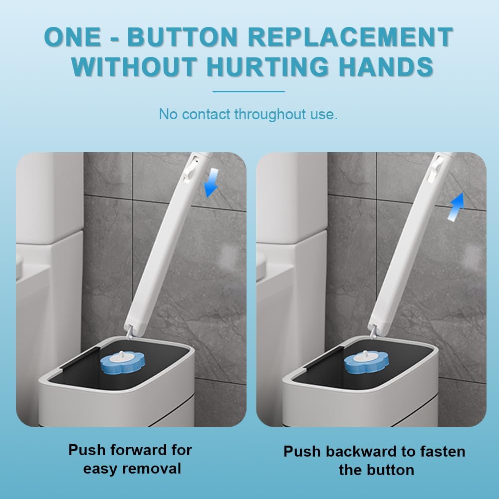 Easy Clean & Convenient Disposable Toilet Brush Set with 30 Brushs Heads