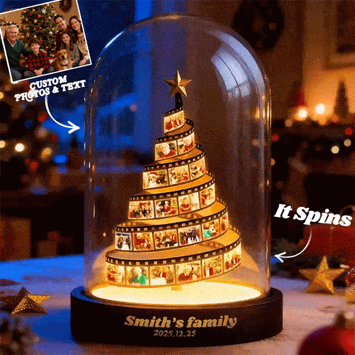 Custom Photo Film Christmas Tree Night Light Personalized Family Keepsake with Engraved Base Christmas Gift