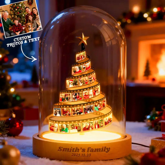 Custom Photo Film Christmas Tree Night Light Personalized Family Keepsake with Engraved Base Christmas Gift